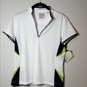 NWT. Women’s EP Pro Tour Golf White and Navy Shirt, Size M